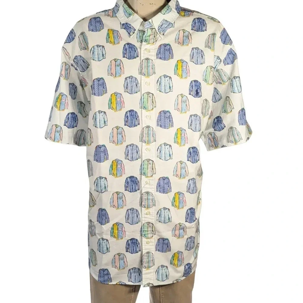 Polo Ralph Lauren Shirt Print Short Sleeve Men's Cotton Sz 4XB NWT $110